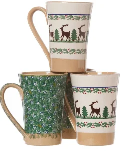 Coffee Addict'S Gifts<Nicholas Mosse 2 Tall Mugs Reindeer & 2 Tall Mugs Green Lawn