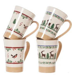 Christmas<Nicholas Mosse 2 Tall Mugs Reindeer & 2 Tall Mugs Winter Robin