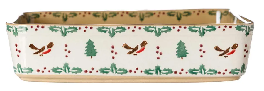 Food Lover'S Gifts<Nicholas Mosse Large Rectangular Oven Dish Winter Robin