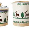 Reindeer<Nicholas Mosse Lidded Sugar Bowl And Small Cylinder Jug Reindeer