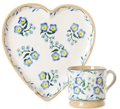 Valentine'S Day<Nicholas Mosse Medium Heart Plate And Small Mug Forget Me Not