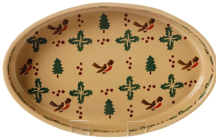 Oven Friendly Dishes<Nicholas Mosse Medium Oval Oven Dish Winter Robin