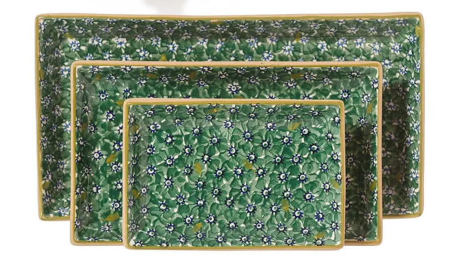 Mother'S Day<Nicholas Mosse Nest Of 3 Rectangle Dishes Lawn Green