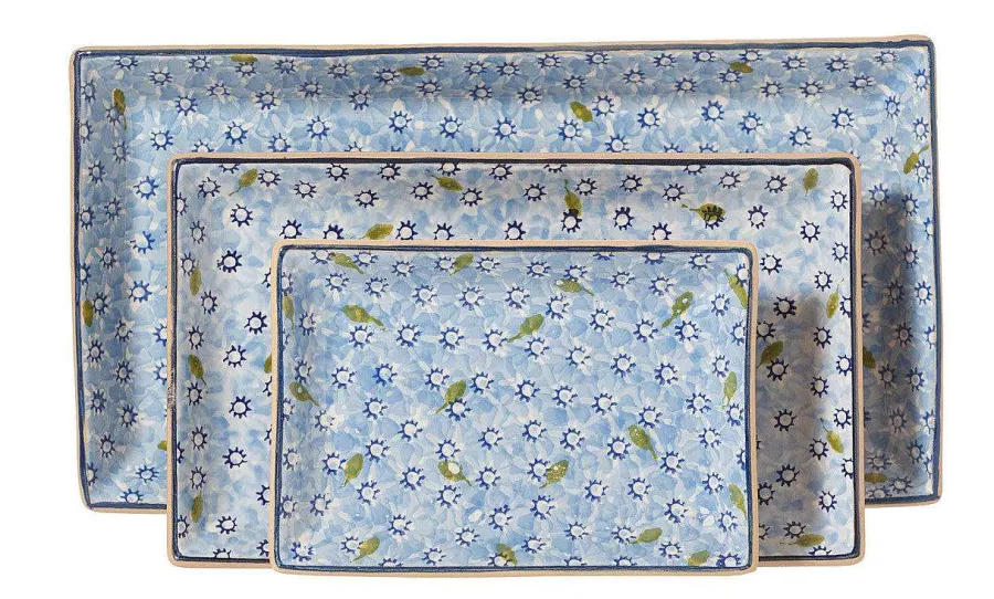 St Patrick'S Day<Nicholas Mosse Nest Of 3 Rectangle Dishes Lawn Light Blue