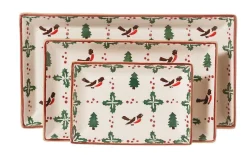 Corporate Gifts<Nicholas Mosse Nest Of 3 Rectangle Dishes Winter Robin