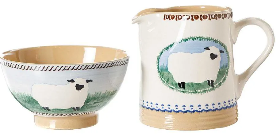 Tea Fanatic'S Gifts<Nicholas Mosse Small Bowl And Small Cylinder Jug Sheep