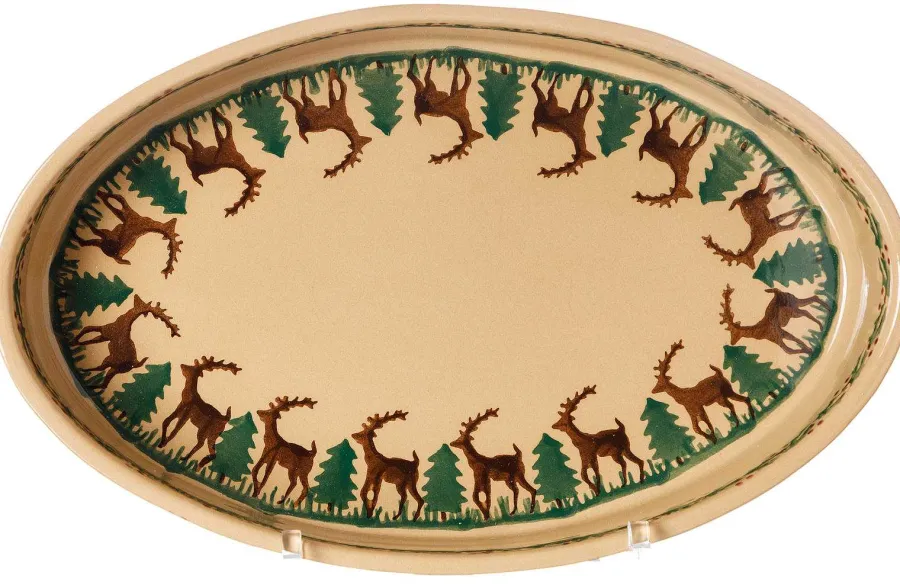 Reindeer<Nicholas Mosse Small Oval Oven Dish Reindeer